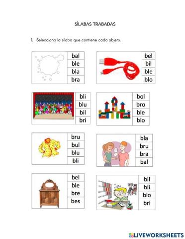 Ejercicios con las sílabas trabadas