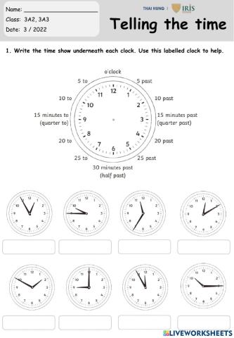 G3 - Telling the time to 5 minutes