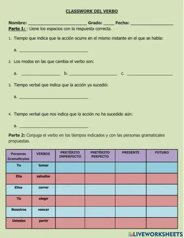 El verbo (Persona y tiempo)