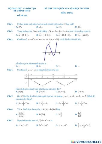 BGD-Đề thi THPT Quốc gia 2018-Mã đề 101