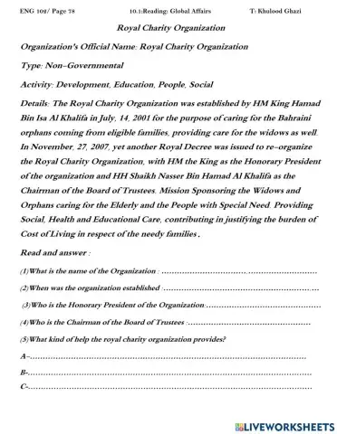 Royal organization eng 102