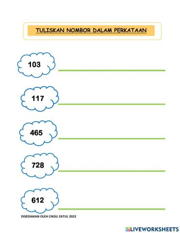 Tulis nombor dalam perkataan