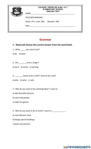4th grade exam