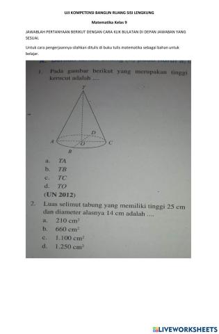 Uji komp bangun ruang sisi lengkung