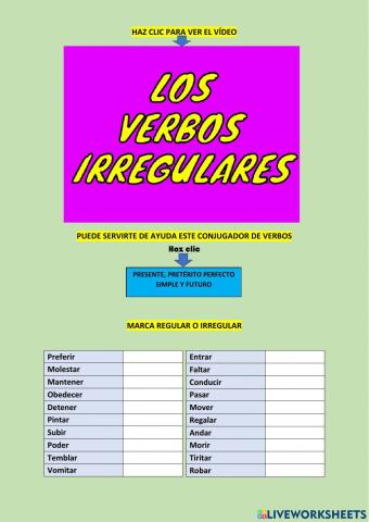 Los verbos irregulares