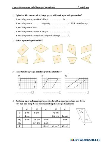 A paralelogramma és területe