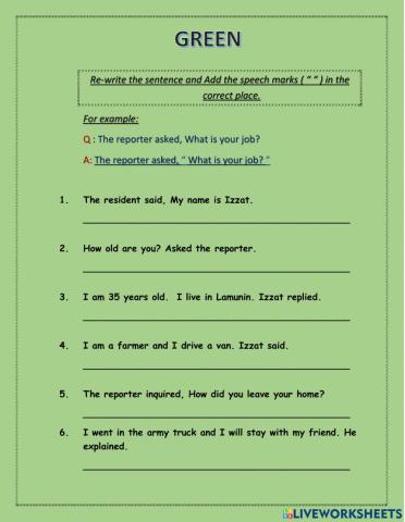 GREEN - Environmental Issues - Speech Marks