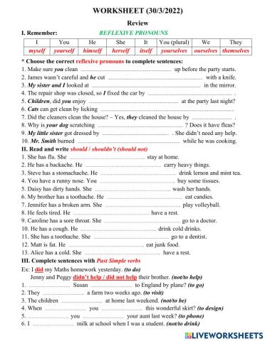 Liveworksheet 30.3.2022