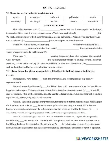 Y10 Unit 9.2 - readings