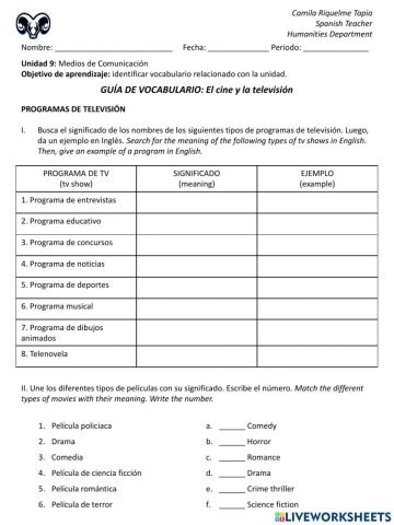 TV shows and movie genres