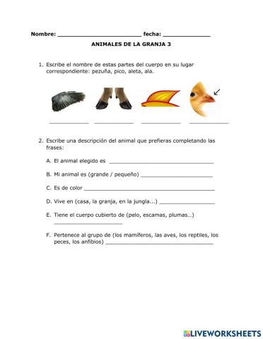 Animales descripcion