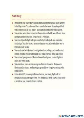 Summary Questions 1 - 5