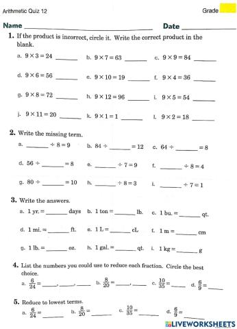 Math Quiz 12