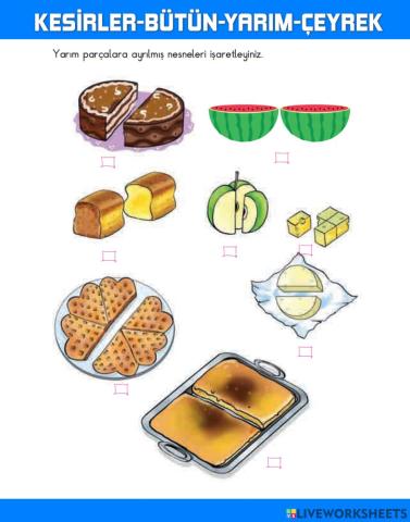 Kesirler, Bütün, Yarım