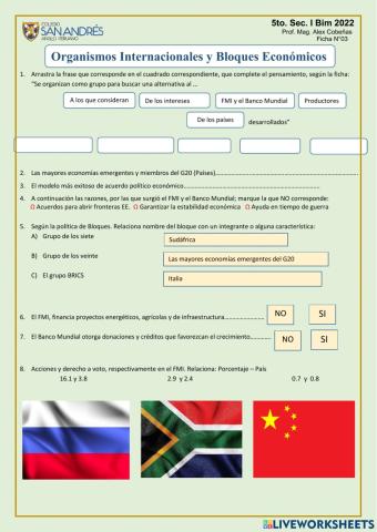 Bloques económicos y Organismos Internacionales 