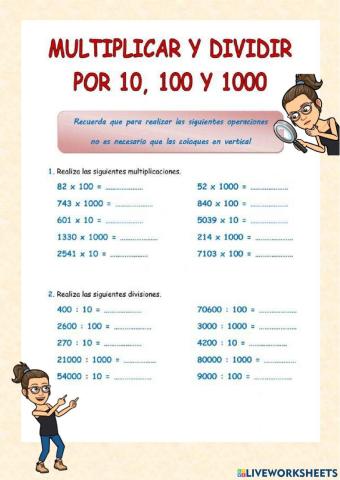 Multiplicar y dividir por la unidad seguida de ceros