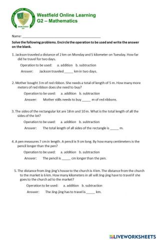 Problem Solving Involving Linear Measurements