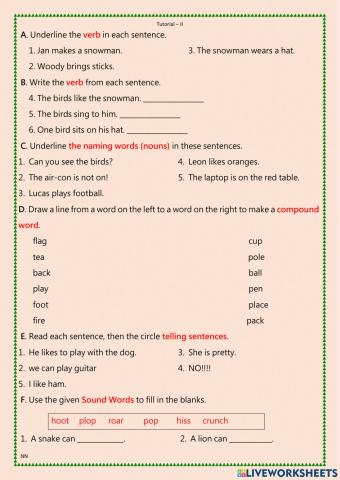 grammar and vocabulary worksheet