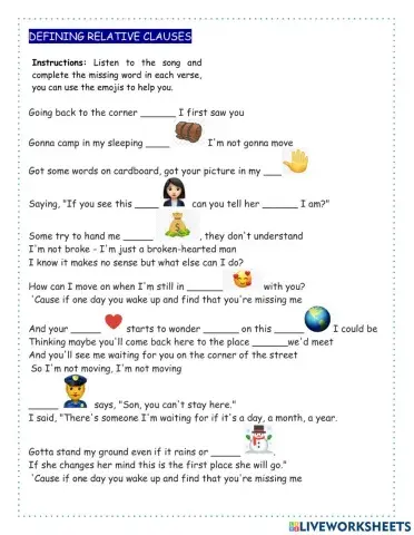 Defining relative clauses