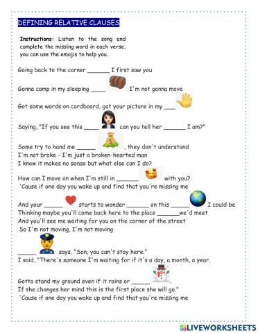 Defining relative clauses