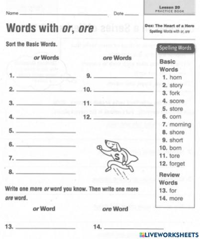 Spelling Lesson 20 Journeys