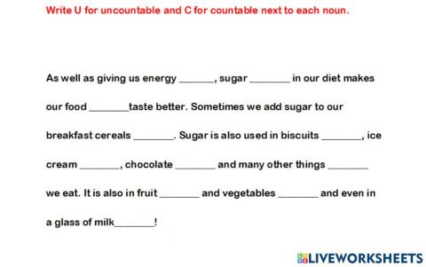 Contable and uncountable nouns