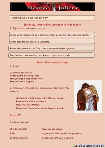 Tertulia. Romeo y Julieta Acto tercero Escenas iii y iv