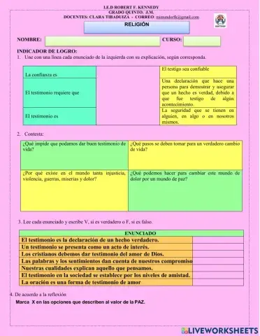 El TESTIMONIO Y LOS VALORES