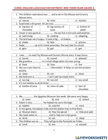 Connect 4 Worksheet 2