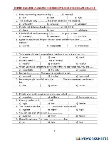 Connect 4 Worksheet 3