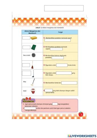 1.2 Alatan mengemas dan membersih