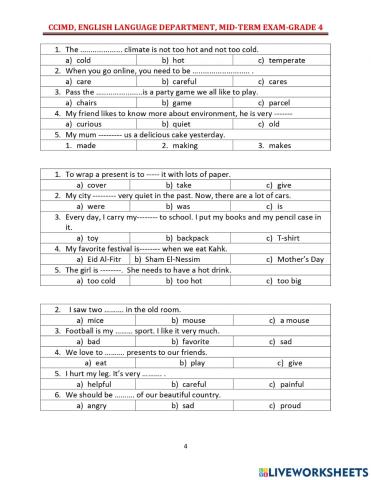 Connect 4 Worksheet 4