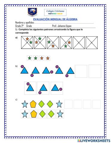 Evaluación de álgebra