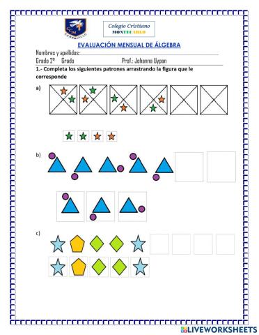 Evaluación de álgebra