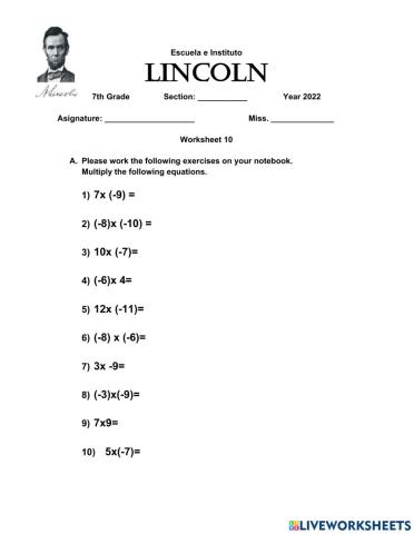 Multiply with negative numbers