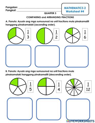 Math - Comparing & Arranging Fractions