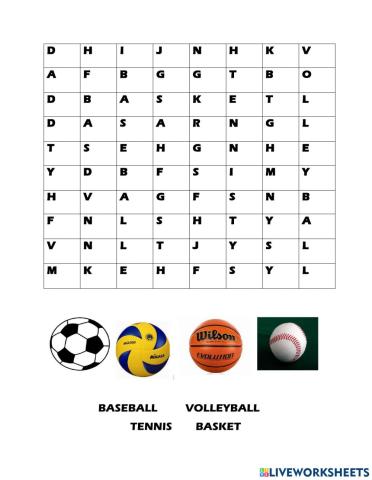 Word search sports