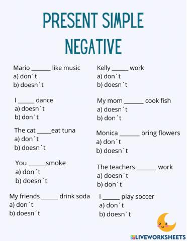 Present simple negatives
