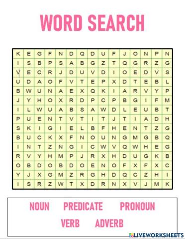 Parts of Speech- Word Search