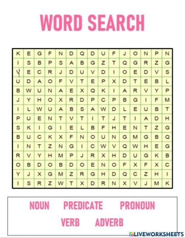 Parts of Speech- Word Search
