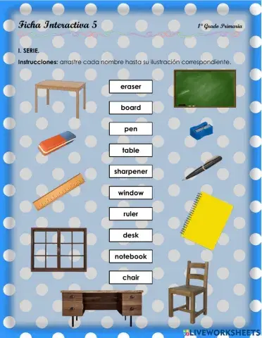 Classroom objects and school supplies - 1.5.1°
