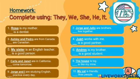 Personal pronouns exercise