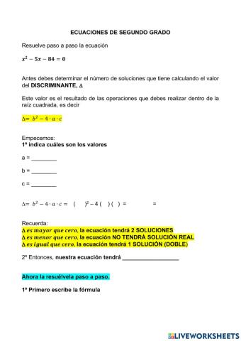 Ecuaciones de segundo grado paso a paso 2