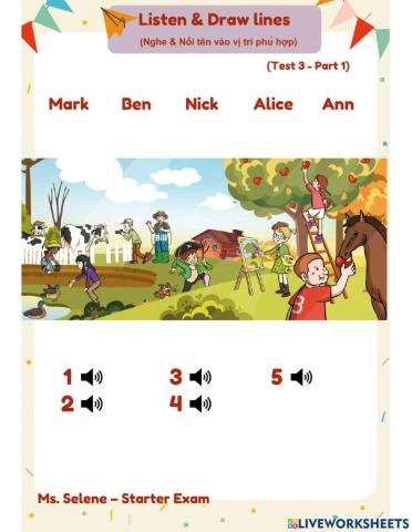 Starters Exam - Test 3 - Listening - Part 1