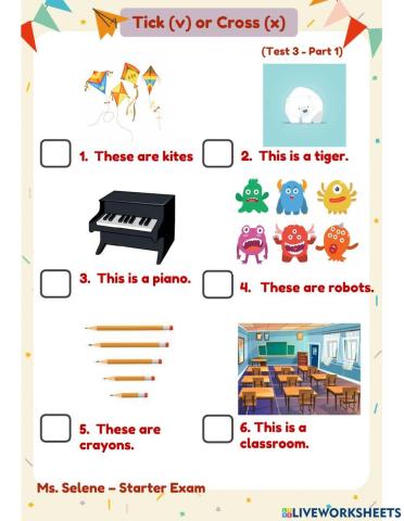 Starters Exam - Test 3 - Reading & Writing - Part 1