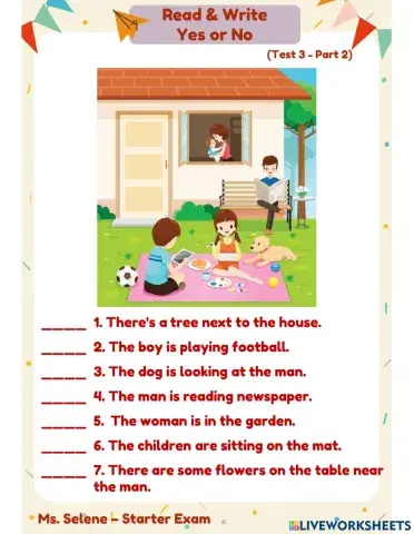 Starters Exam - Test 3 - Reading & Writing - Part 2