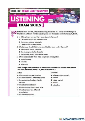 Mindset 2. U4. Listening Exam skills