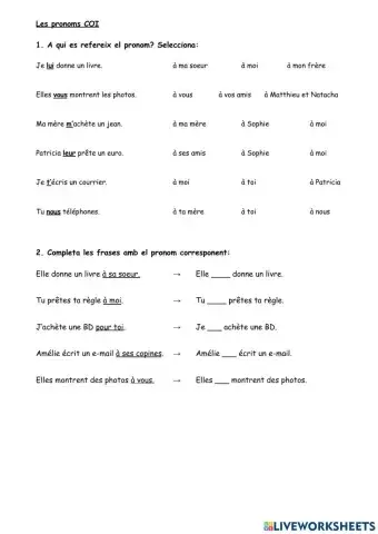 Les pronoms COI