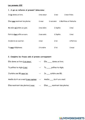Les pronoms COI