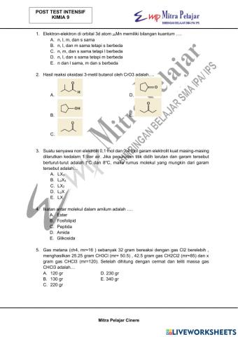 Post test intensif kimia 9